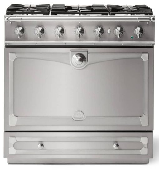 La Cornue CornuFe 90 36" Stainless Steel With Satin Chrome Dual Fuel Range