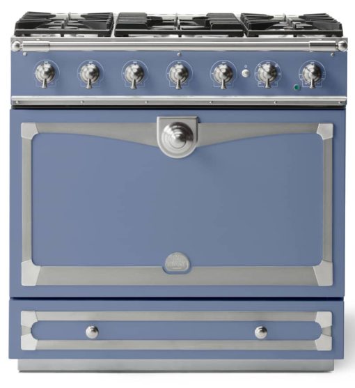 La Cornue CornuFe 90 36" Provence Blue With Satin Chrome Dual Fuel Range