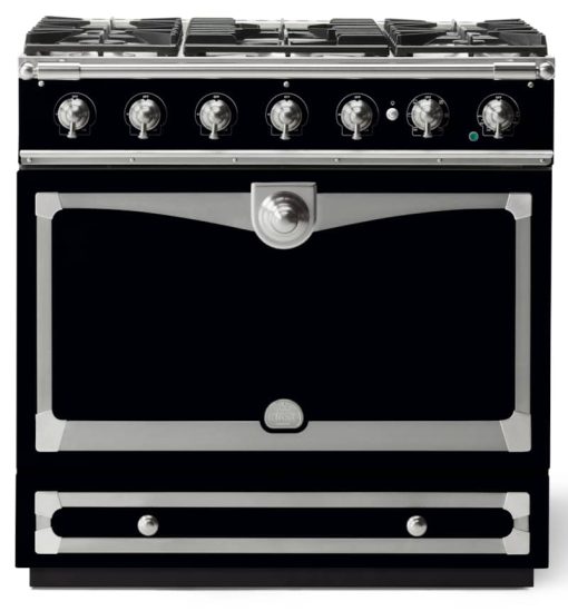 La Cornue CornuFe 90 36" Gloss Black With Satin Chrome Dual Fuel Range