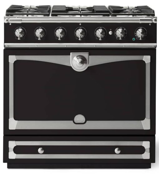 La Cornue CornuFe 90 36" Matte Black With Satin Chrome Dual Fuel Range