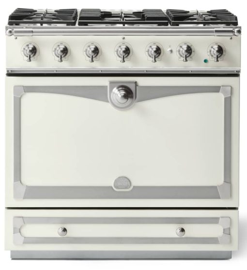 La Cornue CornuFe 90 36" Pure White With Satin Chrome Dual Fuel Range