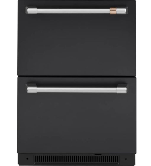 Cafe 5.7 Cu. Ft. Matte Black With Brushed Stainless Built-In Dual-Drawer Refrigerator
