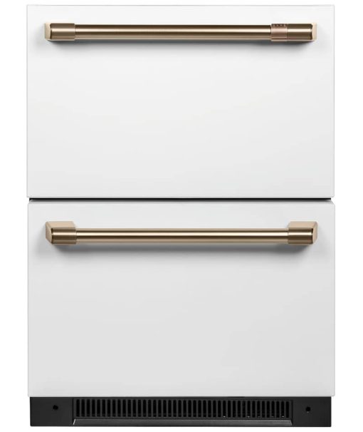 Cafe 5.7 Cu. Ft. Matte White With Brushed Bronze Built-In Dual-Drawer Refrigerator