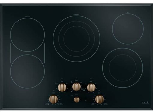 Cafe ADA 30" Black With Brushed Bronze Built-In Electric Cooktop
