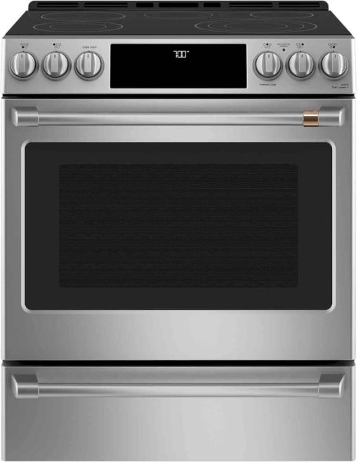 Cafe ADA 30" Stainless Steel Smart Front-Control Radiant & Convection Slide-In Electric Range