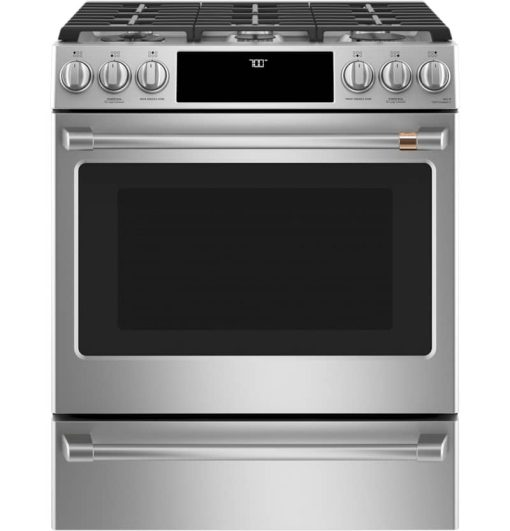 Cafe ADA 30" Stainless Steel With Brushed Stainless Smart Slide-In Front Control Gas Convection Range