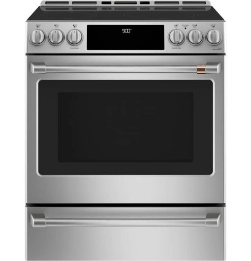 Cafe ADA 30" Stainless Steel Smart Front-Control Induction & Convection Slide-In Range With Warming Drawer