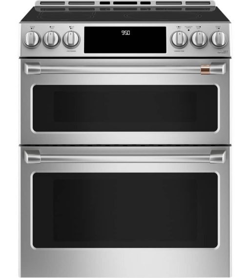 Cafe ADA 30" Stainless Steel Slide-In Front Control Induction & Convection Double Oven Range
