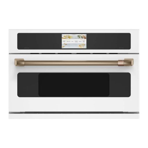 Cafe 30" Matte White With Brushed Bronze Built-In 5-In-1 Single Wall Oven With 120V Advantium Technology