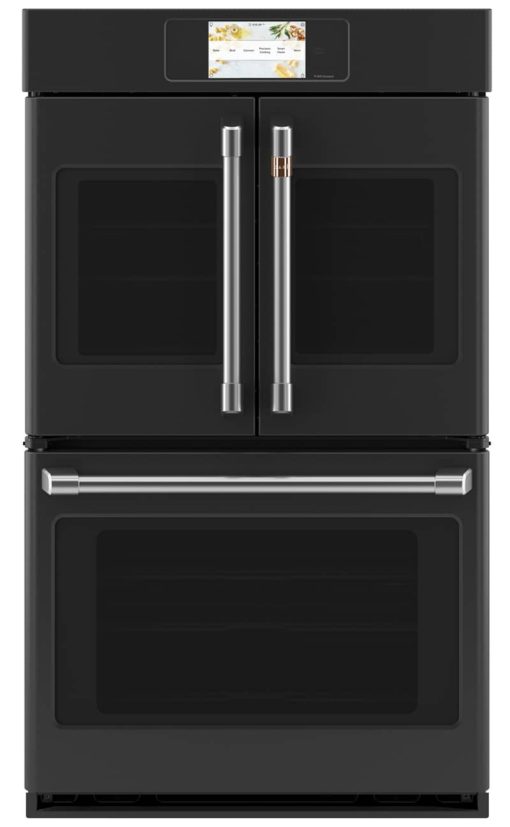 Cafe Professional Series 30" Matte Black Smart Built-In Convection French-Door Double Wall Oven