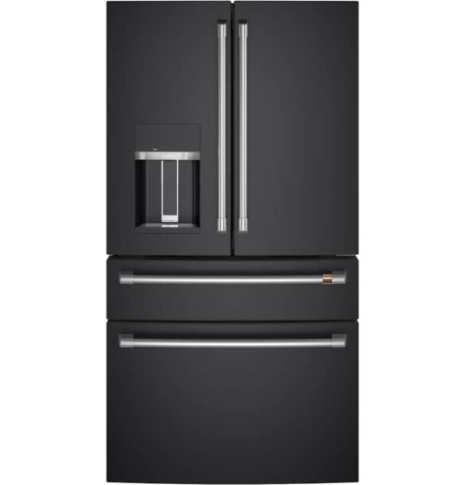 Cafe ENERGY STAR 27.6 Cu. Ft. Matte Black With Brushed Stainless Smart 4-Door French-Door Refrigerator
