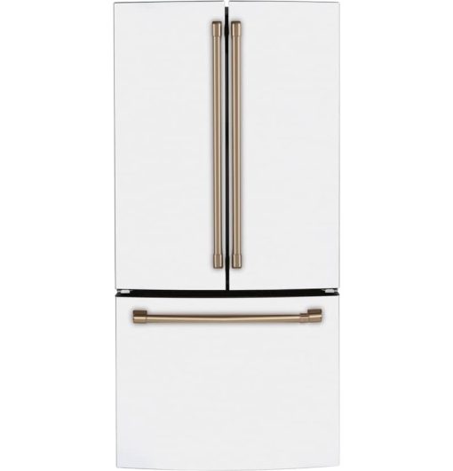 Cafe ADA 18.6 Cu. Ft. Matte White With Brushed Bronze Counter-Depth French-Door Refrigerator
