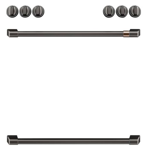 Cafe Brushed Black Front Control Induction Knobs and Handles