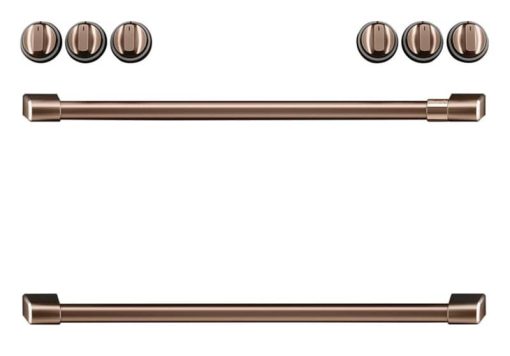 Cafe Brushed Copper Front Control Induction Knobs and Handles