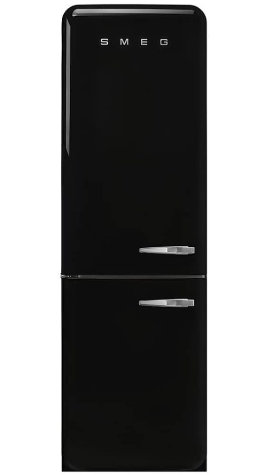 Smeg Retro-Style 24" Black Left-Hinge Bottom Freezer Refrigerator