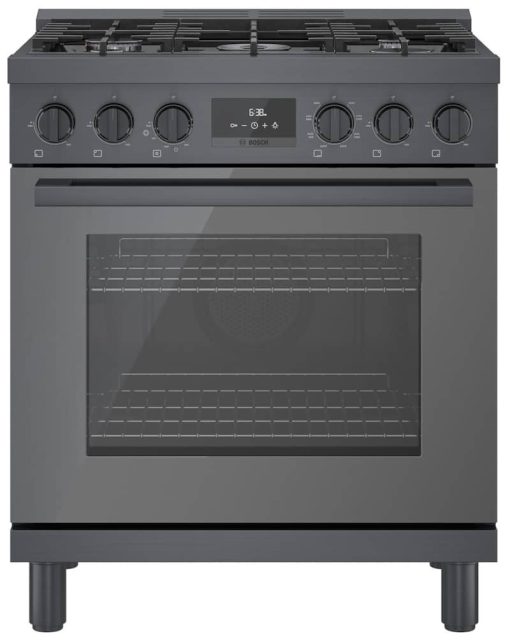 Bosch 800 Series 30" Black Stainless Steel Industrial-Style Dual Fuel Range