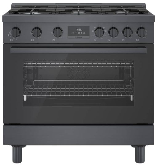 Bosch 800 Series 36" Black Stainless Steel Industrial-Style Dual Fuel Range