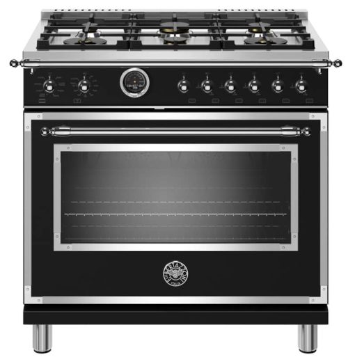 Bertazzoni Heritage Series 36" Matte Black Dual Fuel With Electric Self-Clean Oven Range
