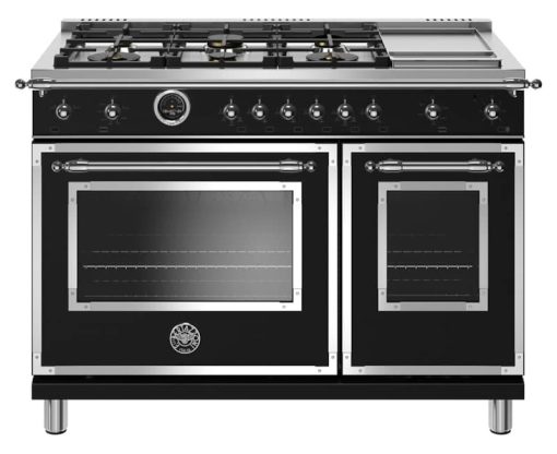Bertazzoni Heritage Series 48" Matte Black Dual Fuel With Electric Self-Clean Oven Range