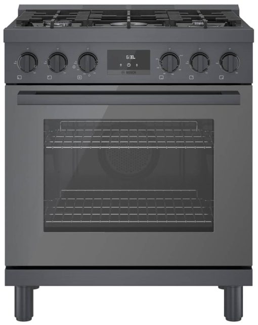 Bosch 800 Series 30" Black Stainless Steel Industrial-Style Gas Range