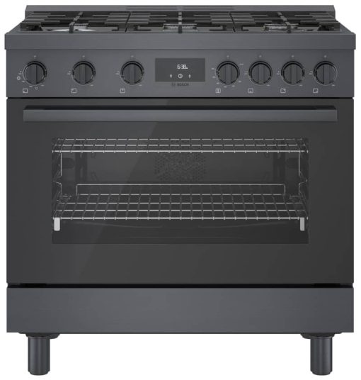 Bosch 800 Series 36" Black Stainless Steel Industrial-Style Gas Range