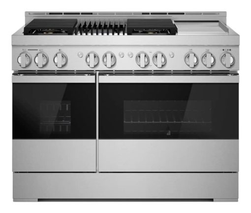 JennAir NOIR 48" Floating Glass Black And Stainless Steel Gas Professional-Style Range With Chrome-Infused Griddle And Grill