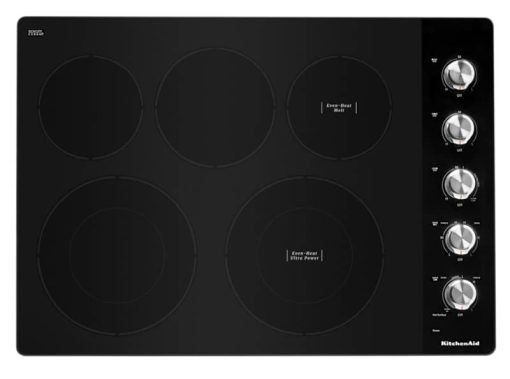 KitchenAid ADA 30" Stainless Steel Electric Cooktop With 5 Elements And Knob Controls