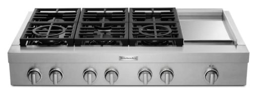 KitchenAid 48" Stainless Steel 6-Burner Commercial-Style Gas Rangetop With Griddlle