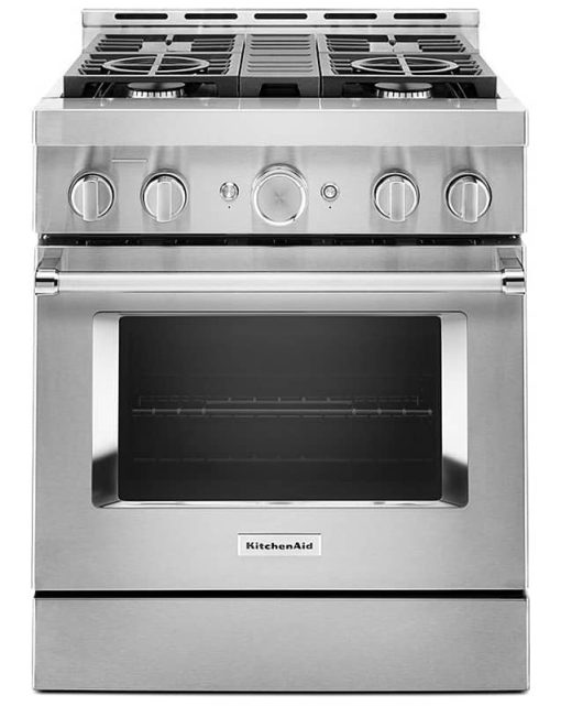 KitchenAid 30" Stainless Steel Smart Commercial-Style Gas Range With 4 Burners