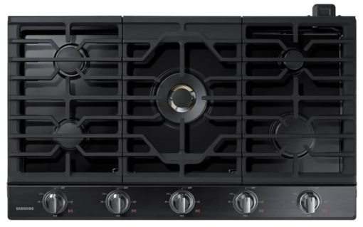 Samsung ADA 36" Fingerprint Resistant Black Stainless Steel Smart Gas Cooktop With 22K BTU Dual Power Burner