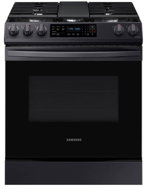 Samsung ADA 6 Cu. Ft. Fingerprint Resistant Black Stainless Steel Slide-In Gas Range With Convection & Wi-Fi