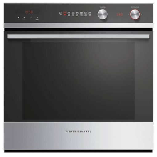 Fisher & Paykel Series 5 24" Black Glass And Stainless Steel Single Wall Oven, 7 Function, Self-Cleaning