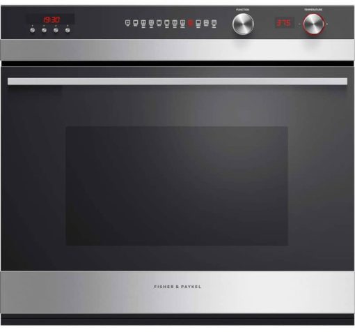 Fisher & Paykel Series 7 30" Black Glass And Stainless Steel Built-In Single Wall Oven, 9 Function, Self-Cleaning