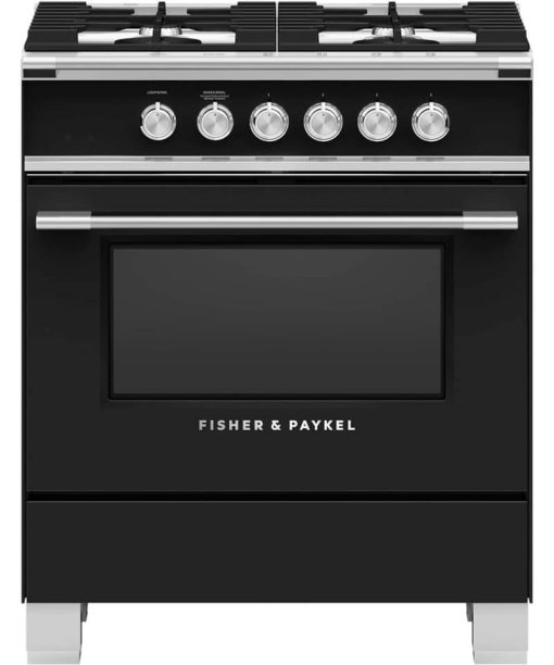 Fisher & Paykel Series 7 30" Black Gas Range With 4 Burners