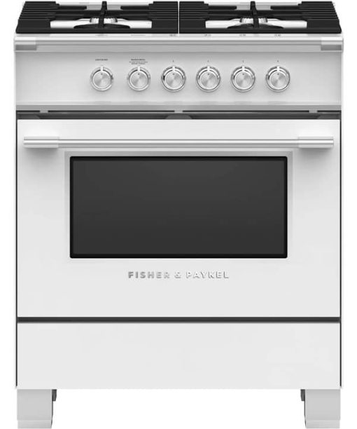 Fisher & Paykel Series 7 30" White Gas Range With 4 Burners