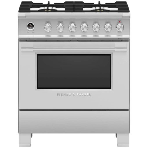 Fisher & Paykel Series 9 Classic 30" Stainless Steel Freestanding Dual Fuel Range, 4 Burners & Self-Cleaning