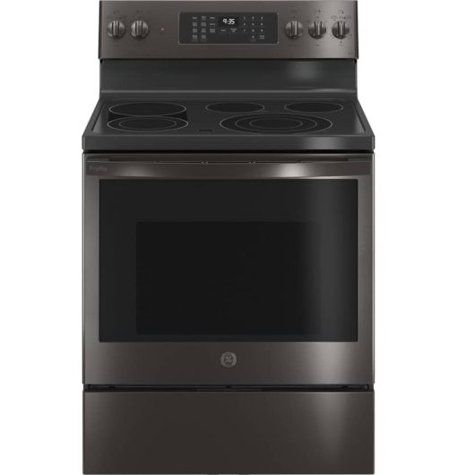 GE Profile 30" Fingerprint Resistant Black Stainless Steel Smart Electric Convection Range With No Preheat Air Fry