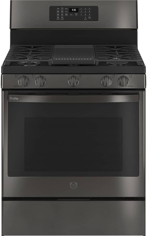 GE Profile 30" Fingerprint Resistant Black Stainless Steel Freestanding Self Clean Gas Range With No Preheat Air Fry