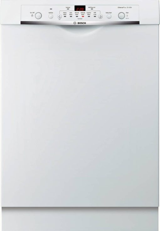 Bosch 100 Series 24" White Recessed Handle Dishwasher