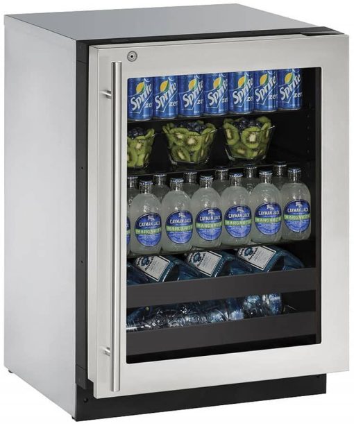 U-Line 24" Stainless Frame With Lock Right-Hinge Beverage Center