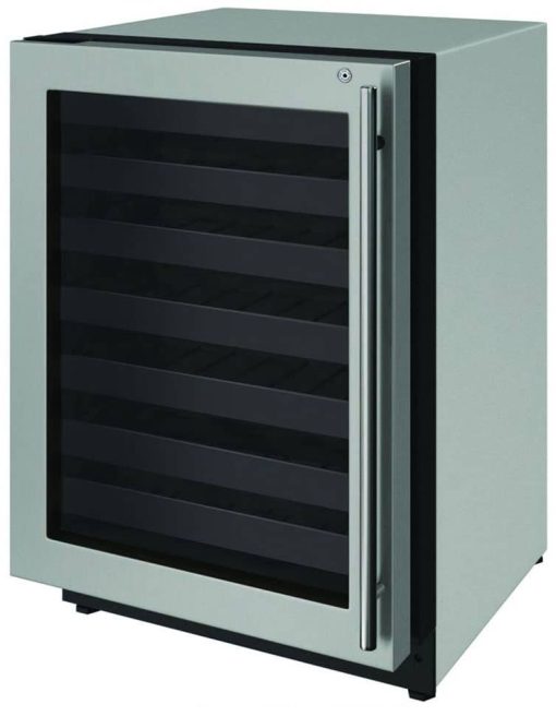 U-Line 24" Stainless Frame With Lock Left-Hinge Wine Refrigerator