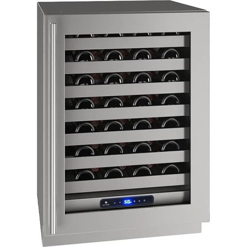 U-Line 24" Stainless Frame With Lock Right-Hinge Wine Refrigerator