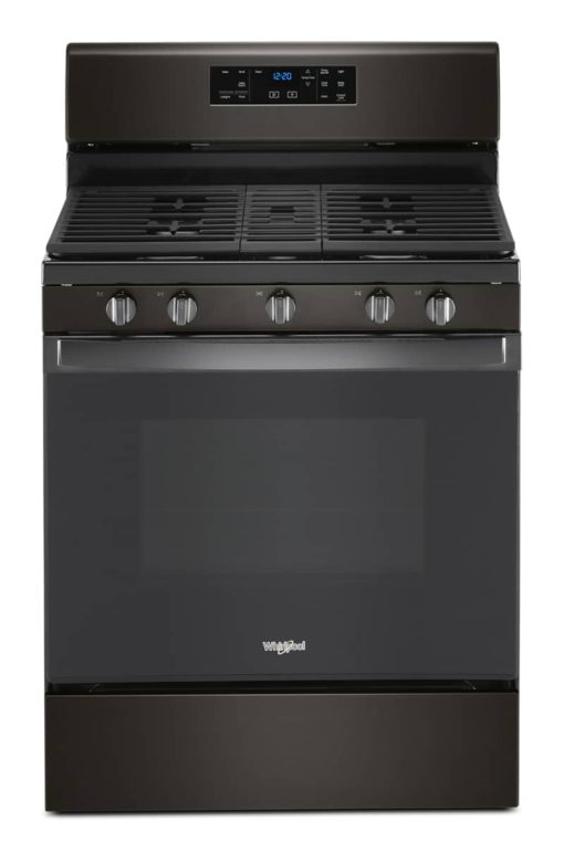 Whirlpool 5 Cu. Ft. Black Stainless Steel Gas Range With Center Oval Burner