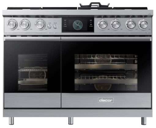 Dacor Contemporary 48" Silver Stainless Steel Dual-Fuel Liquid Propane Steam Range With Griddle