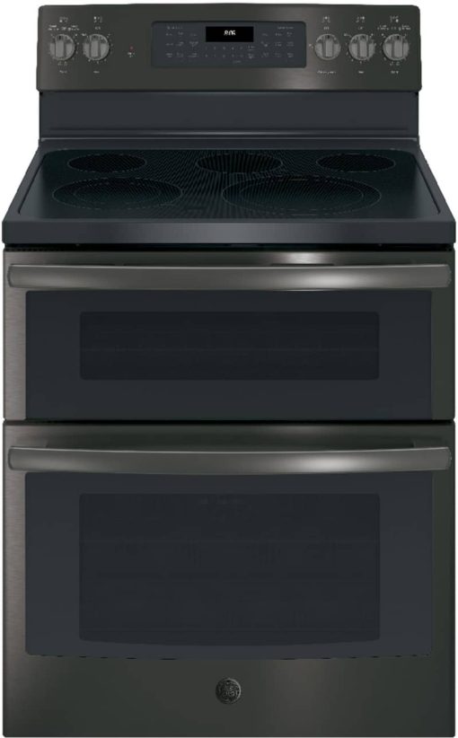 GE 30" Black Stainless Freestanding Electric Double Oven Convection Range