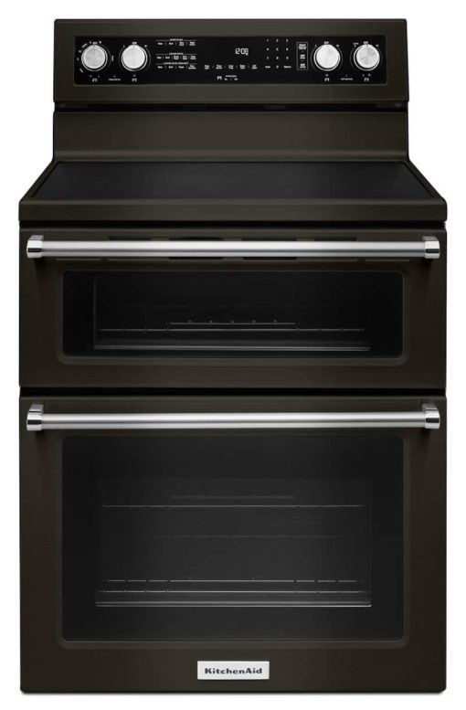 KitchenAid 30" PrintShield Black Stainless Steel Electric Double Oven Convection Range