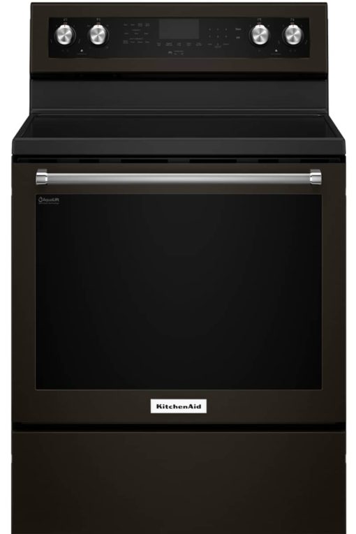 KitchenAid 30" PrintShield Black Stainless Steel Electric Convection Range