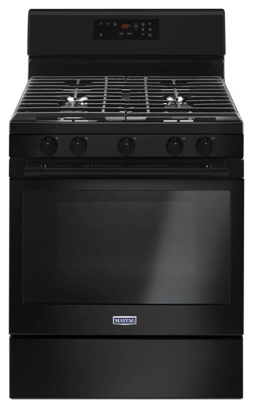 Maytag 5 Cu. Ft. Black Gas Range With 5th Oval Burner