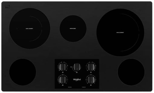 Whirlpool ADA 36" Black Electric Ceramic Glass Cooktop With Two Dual Radiant Elements