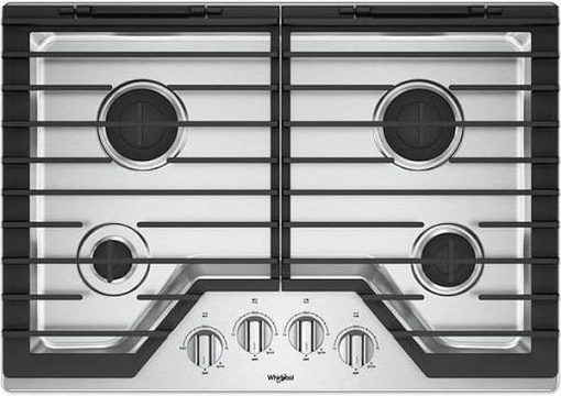 Whirlpool 30" Stainless Steel Gas Cooktop With EZ-2 Hinged Cast-Iron Grates